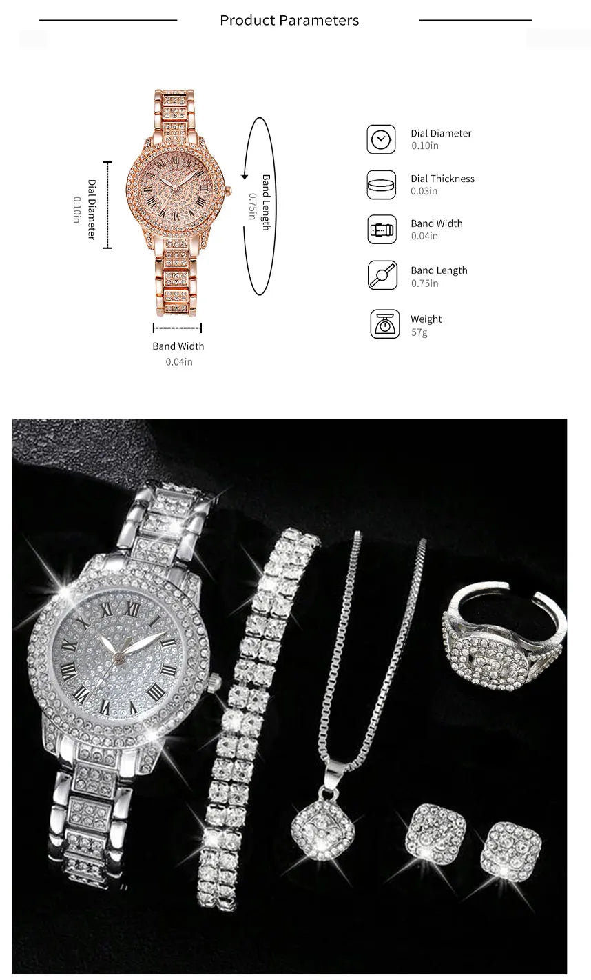 6PCS Women Watch Luxury Elegant